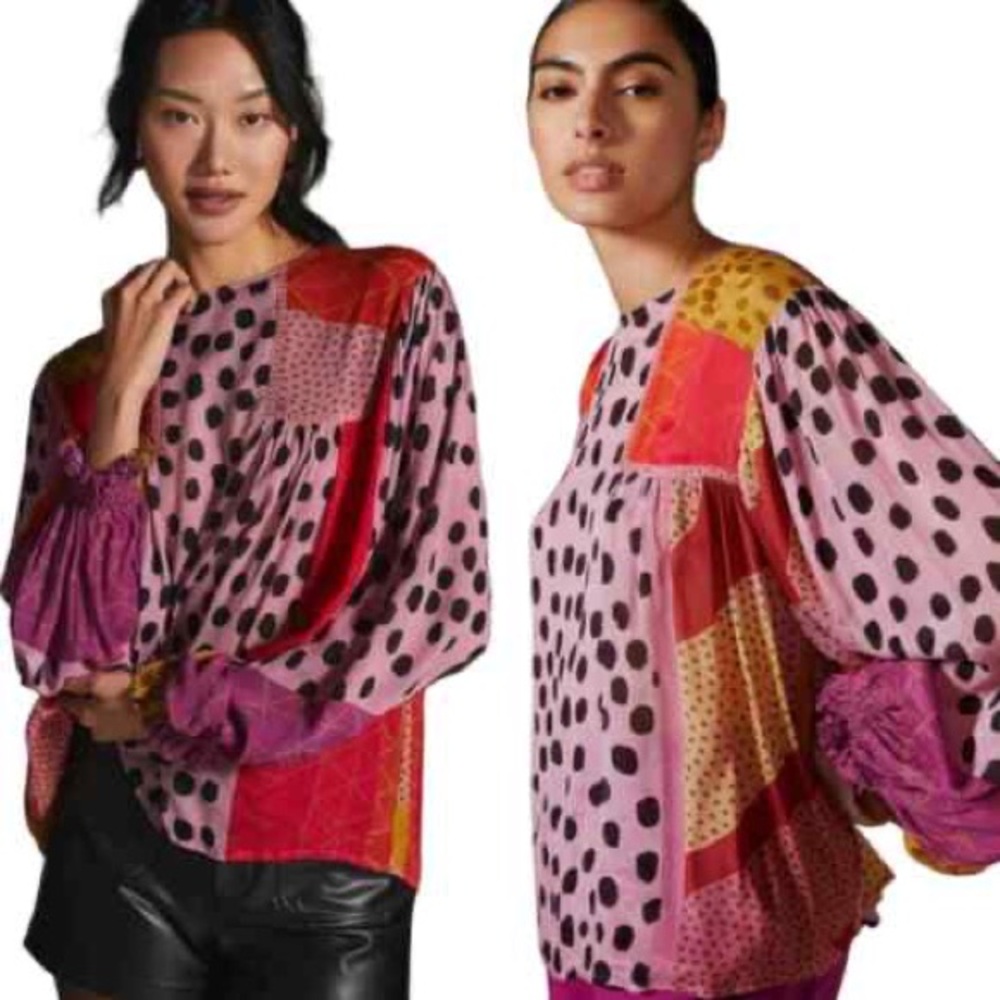 🎉HP🎉 Anthropologie Blank London Semi-Sheer Multi-Color Blouse, Small